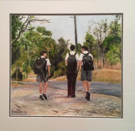 9 Boys walking to school