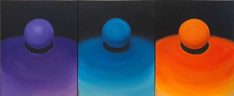 3 Spheres purple blue and orange
